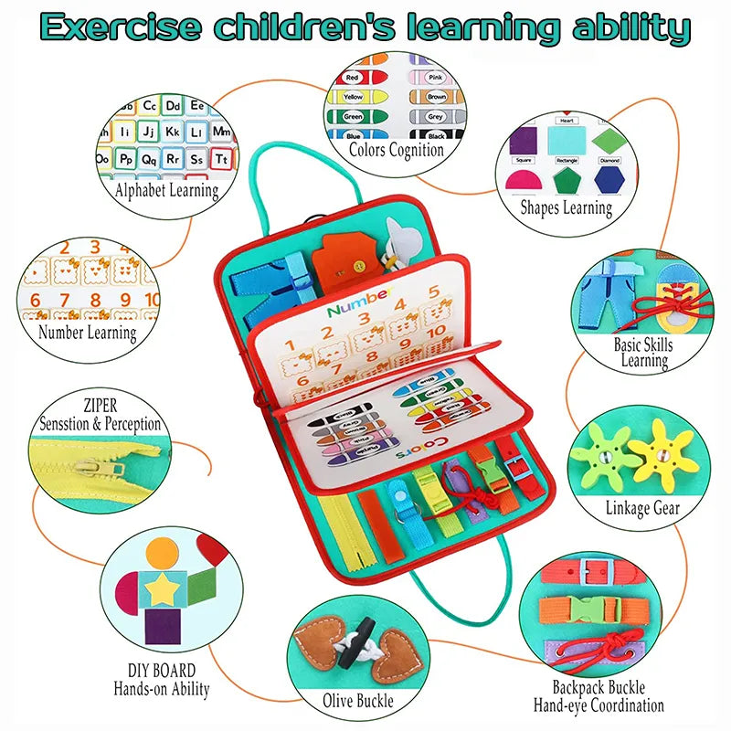 Brinquedo Montessori Quadro de Atividades para Crianças em Idade Pré-Escolar